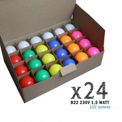 Lot de 24 ampoules LED B22 1W incassables (équivalent 15W) pour Guirlande