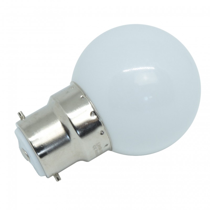 Ampoule B22 plastique 1W LED Blanc chaud 3000K G45 pour guinguette