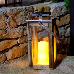 Lanterne lumineuse en bois solaire OAKY