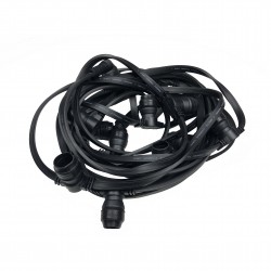 Guirlande Guinguette Professionnelle Câble plat - 12 Mètres / 24 douilles E27 - Noire